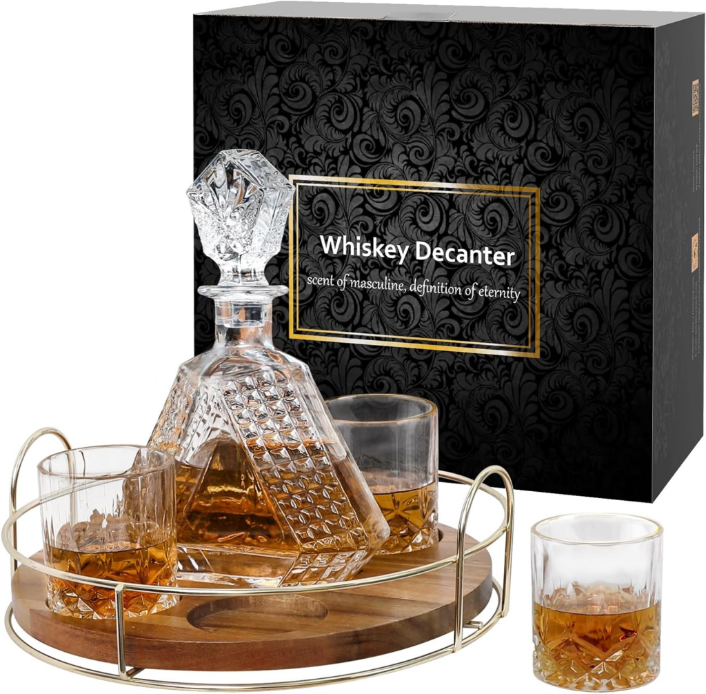 X-cosrack Whiskey Decanter Set with Revolving Stand